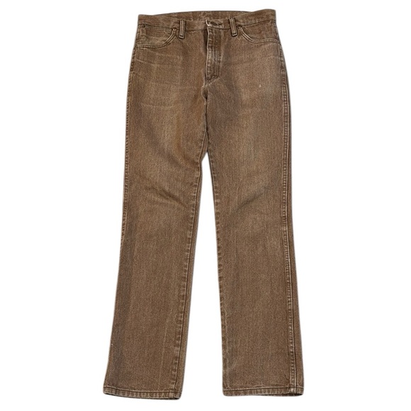 Wrangler Other - Wrangler Slim Fit Cowboy Cut Jeans Brown Whiskey Tan High Rise Rope Patch 31x33